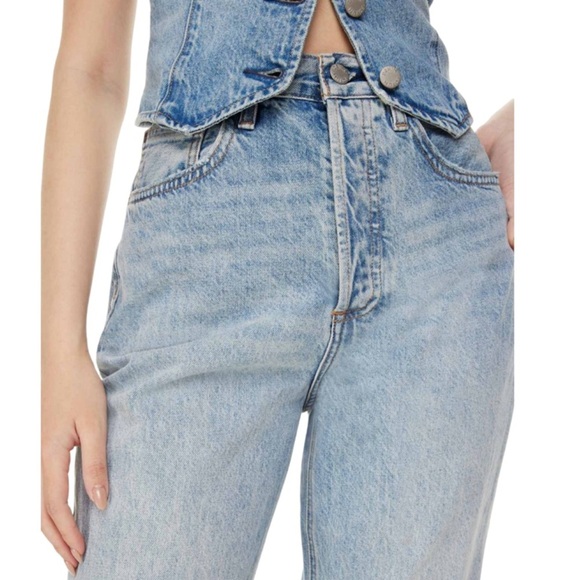 Aritzia Denim Forum Light Blue Distressed High Rise Loose Jeans | Size 26/29L - Picture 5 of 16